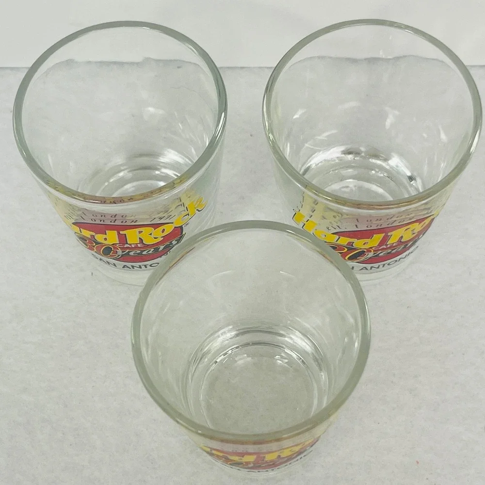 Hard Rock Cafe San Antonio 30 Years Anniversary Shot Glass Set of 3 Clear Logo